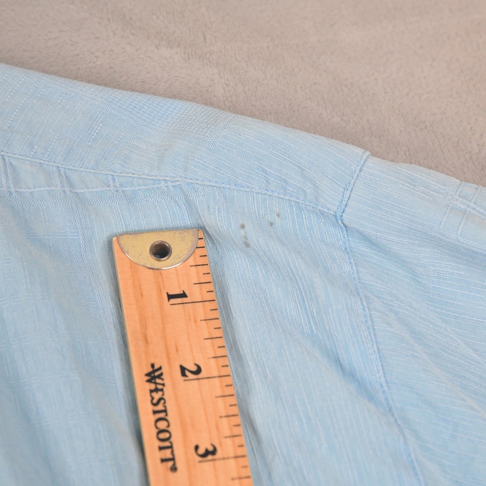 Tommy Bahama Mens XL Light Blue 100% Silk Button Down Camp Shirt Flaw - Picture 4 of 8